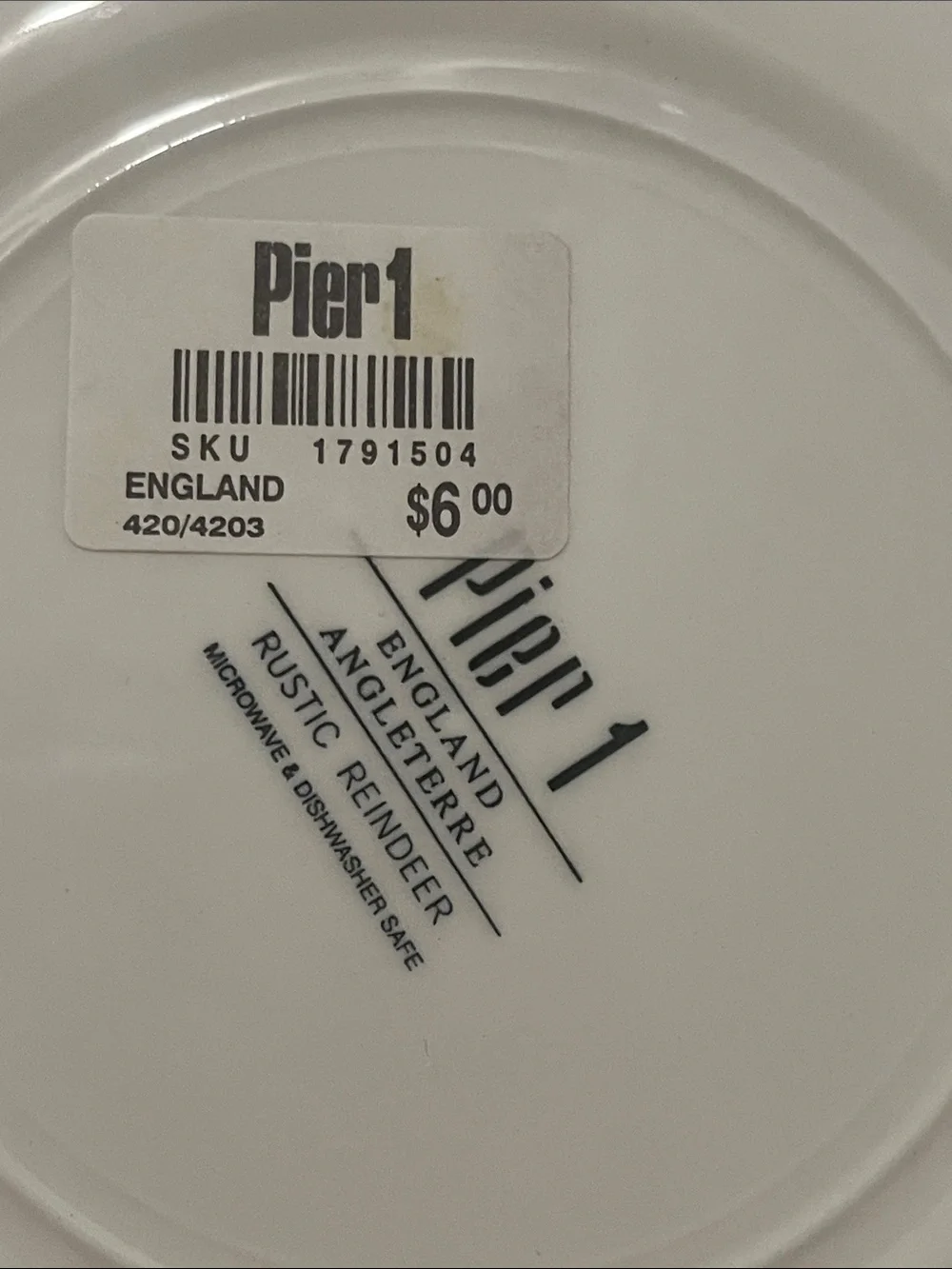 Pier 1 Rustic Reindeer Salad Plates - Set of 4 NWT
